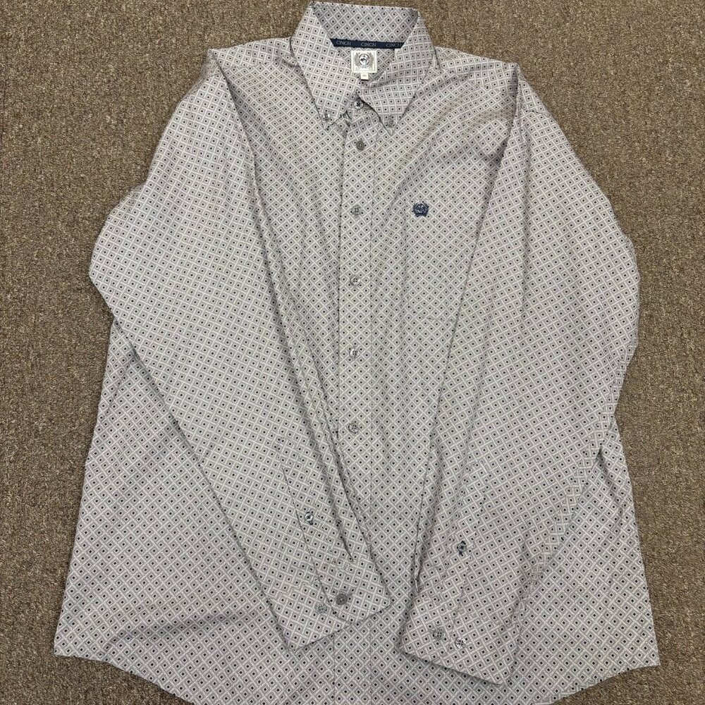 Cinch Men's Long Sleeve Buttondown Western Shirt - Grey Print
